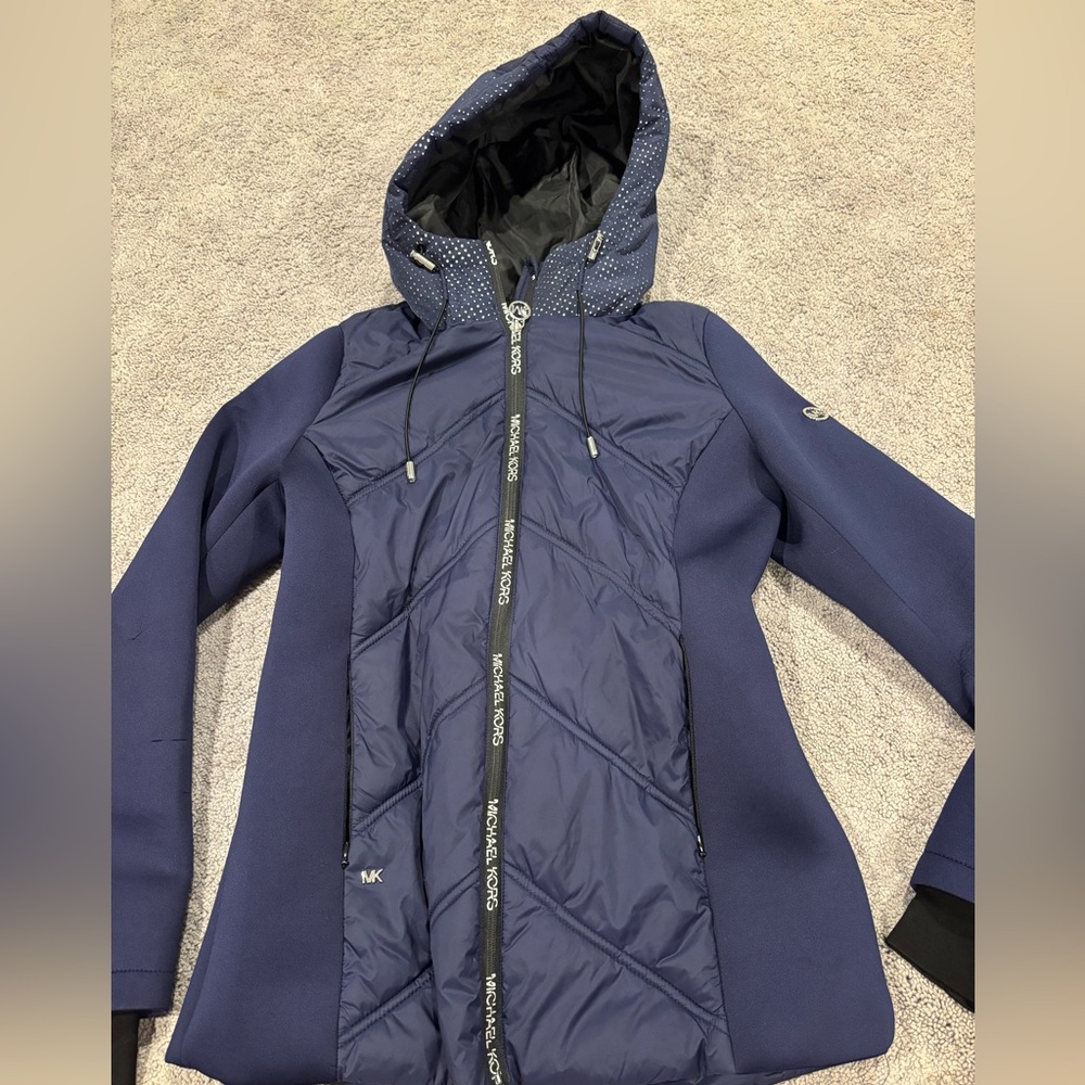 MICHAEL KORS WOMENS WINTER JACKET NAVY BLUE SIZE SMALL